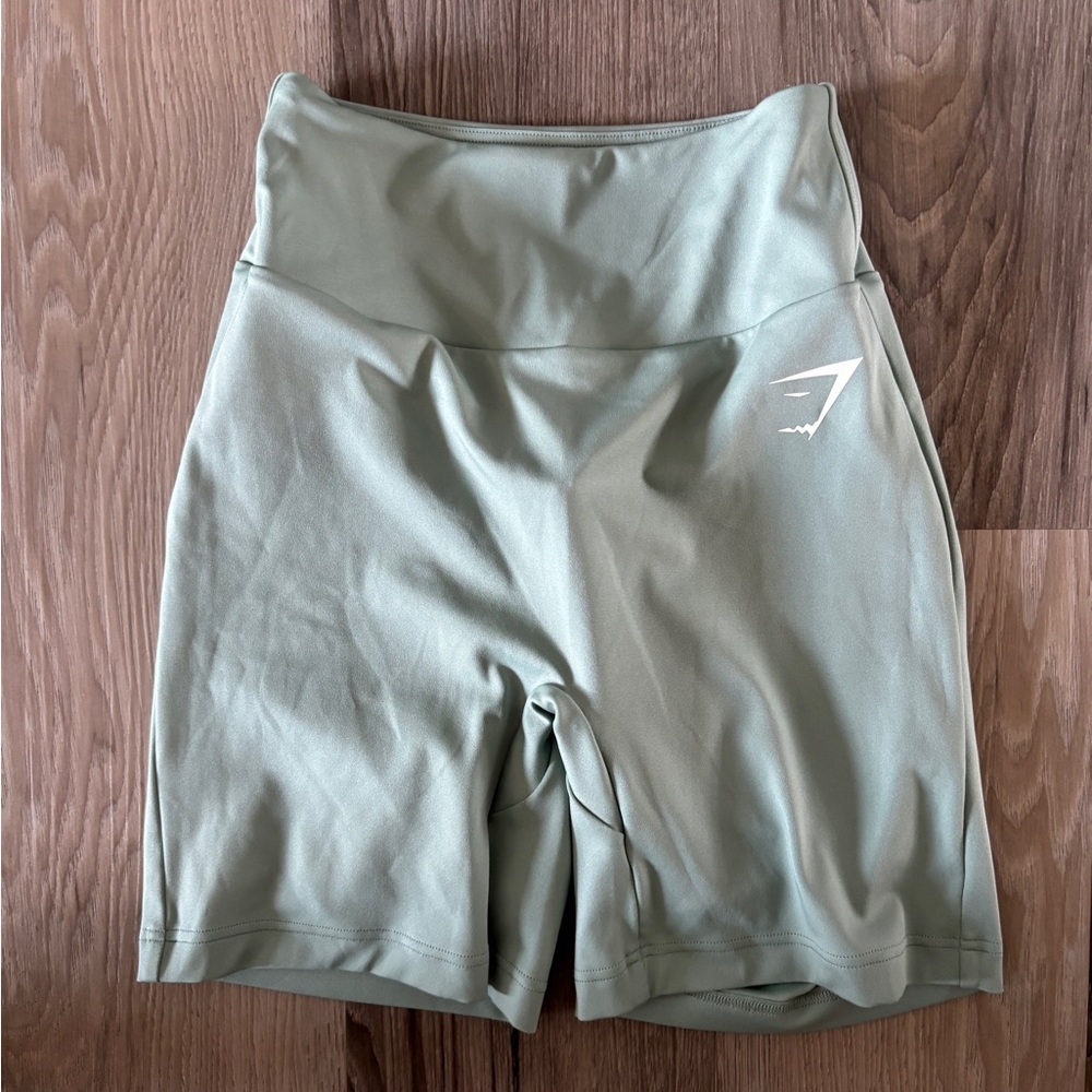 Women's Green High-Waisted Biker Shorts